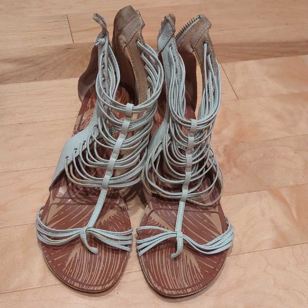 Matiko Women's Strappy Sandals - Light Blue and Brown